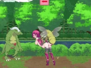Guild meister &vert; peringkat 1 &vert; scarlet berambut muda wanita subdued oleh lizard monsters dan bos kepada mendapatkan beliau faraj diisi dengan beban daripada air mani &vert; hentai permainan gameplay p1